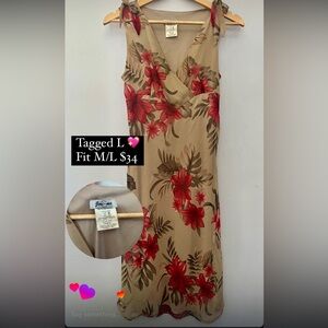 Floral Maxi Dress with Red and Brown Pattern